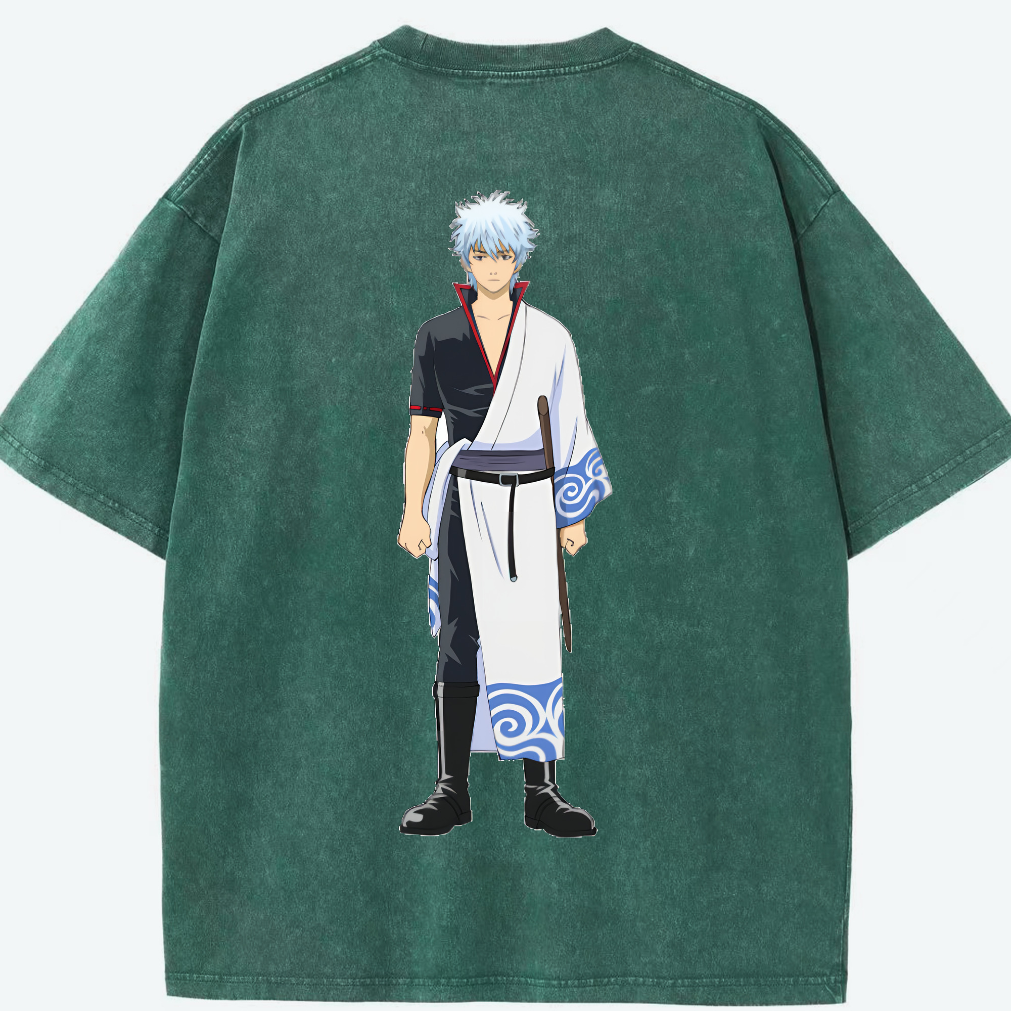 （画像用） ぎんたま 坂田銀時（さかたぎんとき） 神楽 志村新八（しむら しんぱち） GINTAMA Sakata Gintoki Kagura Shimura Shinpachi 綿100% ヴィンテージ風 半袖Tシャツ（背面プリント）